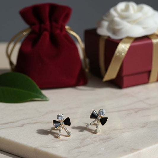 Crystal Bow Stud Earrings